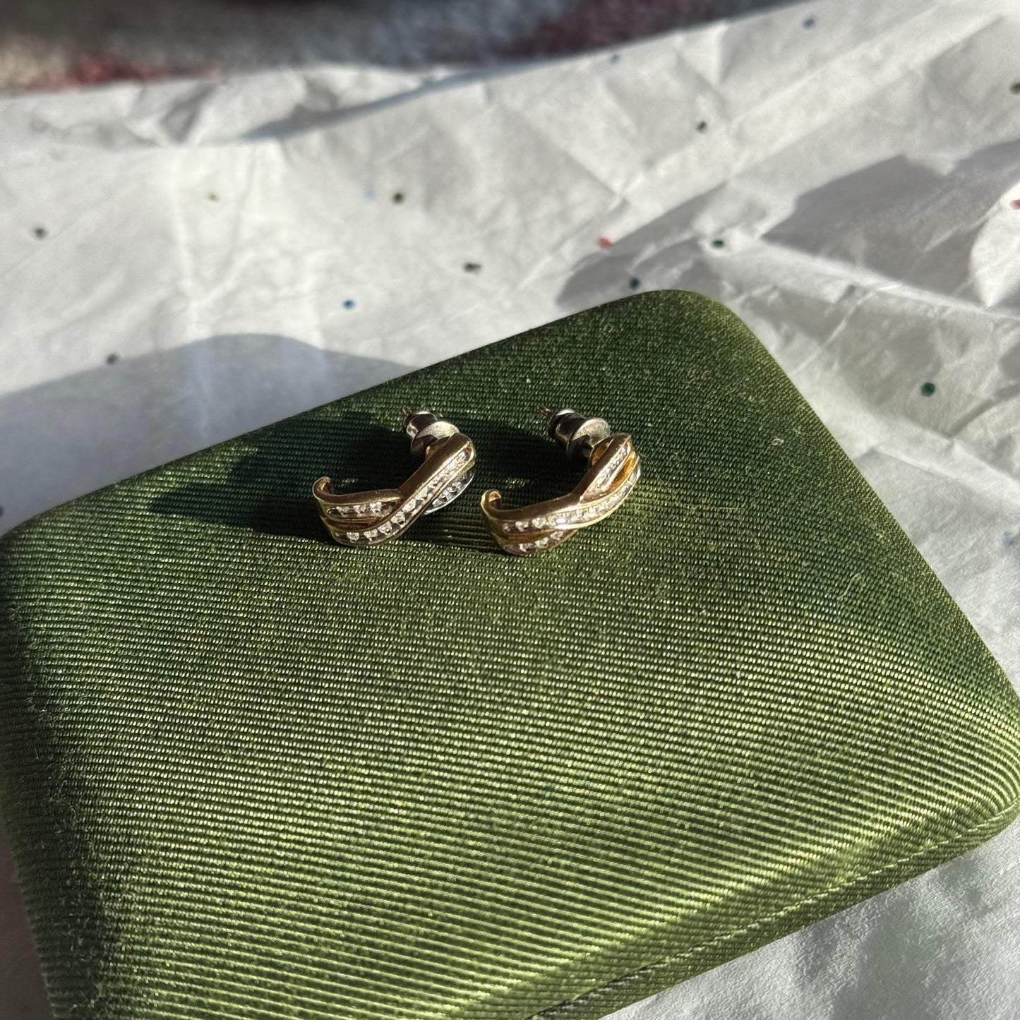 Vintage Gold Rhinestone X Earrings