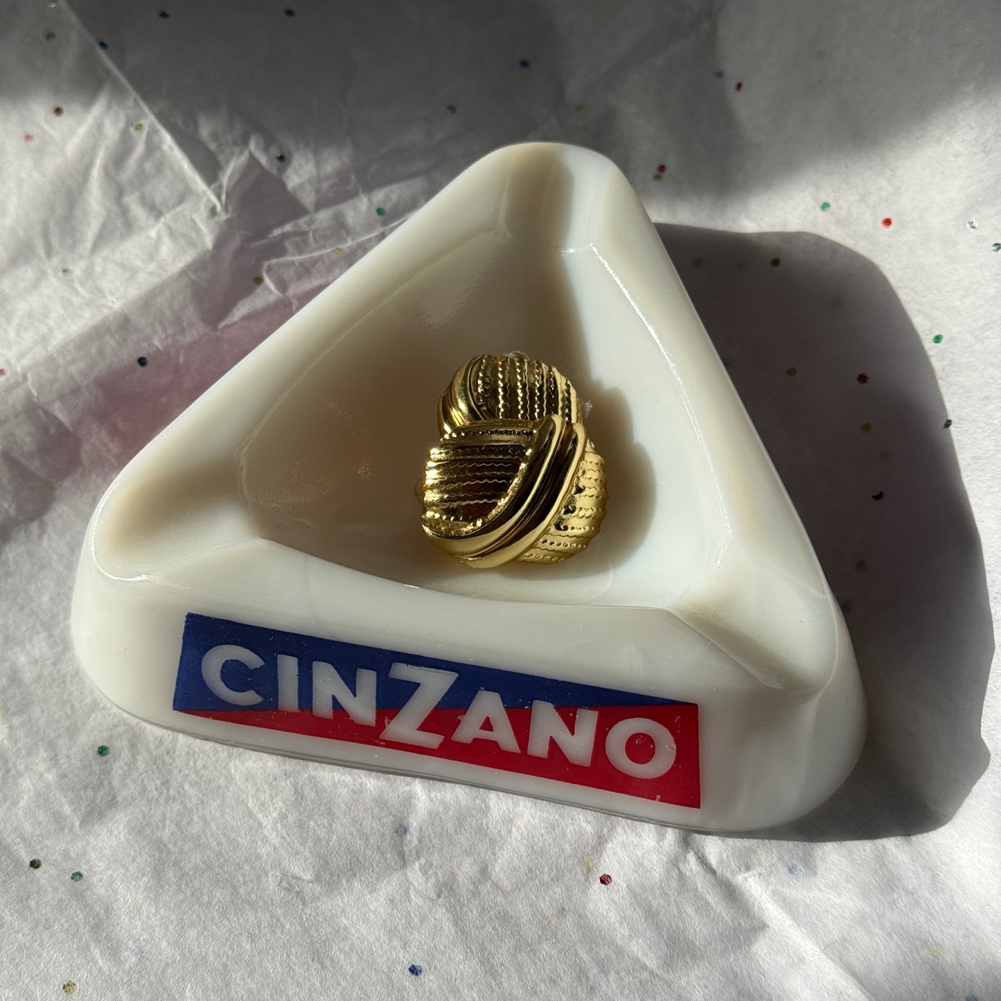 Vintage Cinzano White French Ashtray - Sourced in Paris