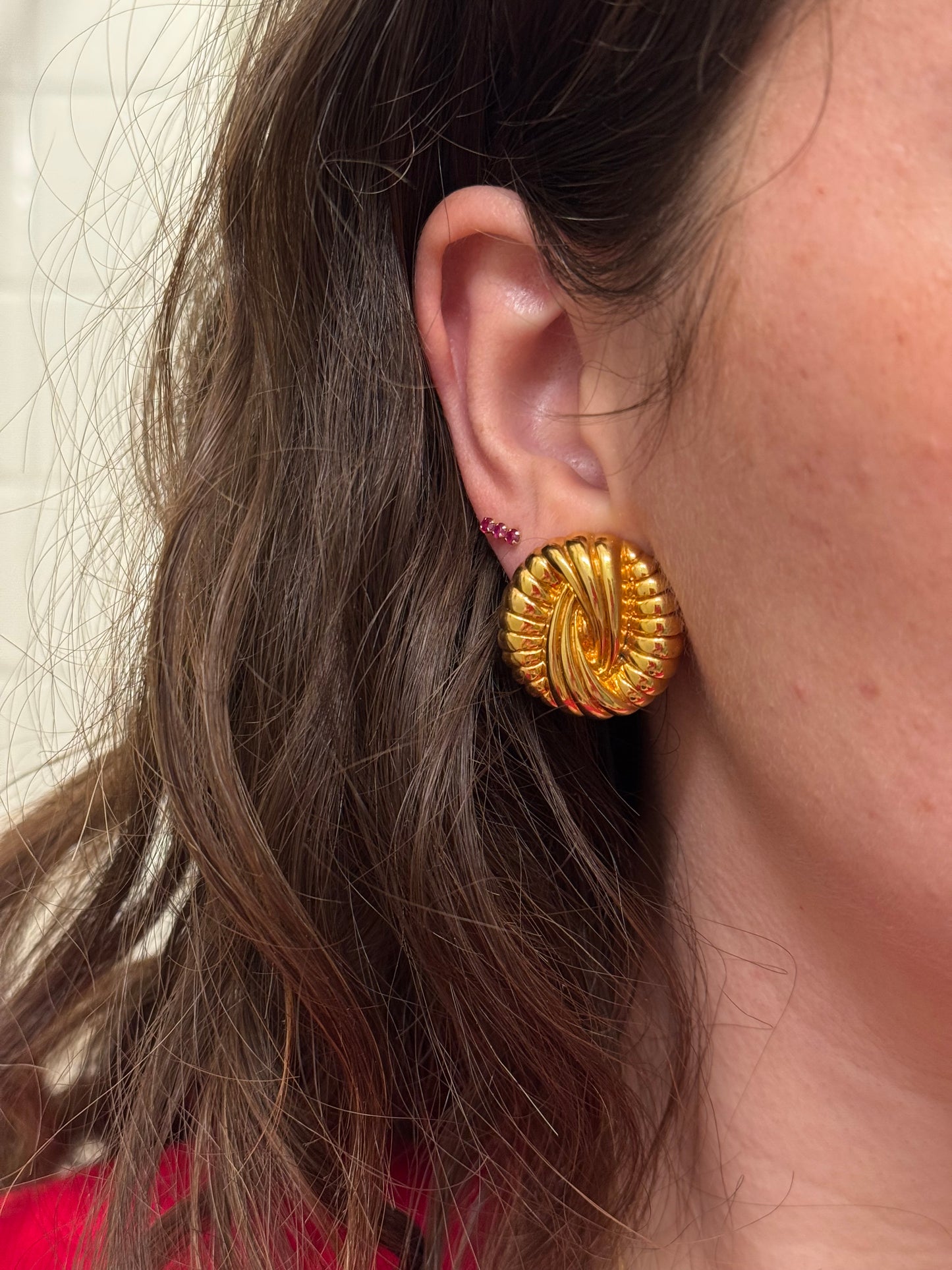 Vintage Statement Gold Knot Clip Earrings