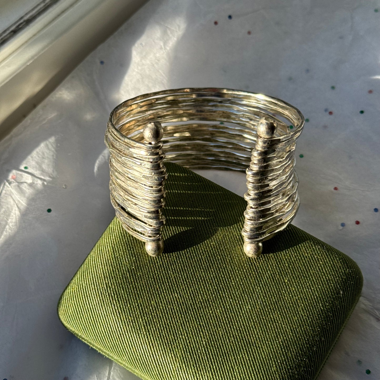 Vintage Silver Layered Cuff Bracelet