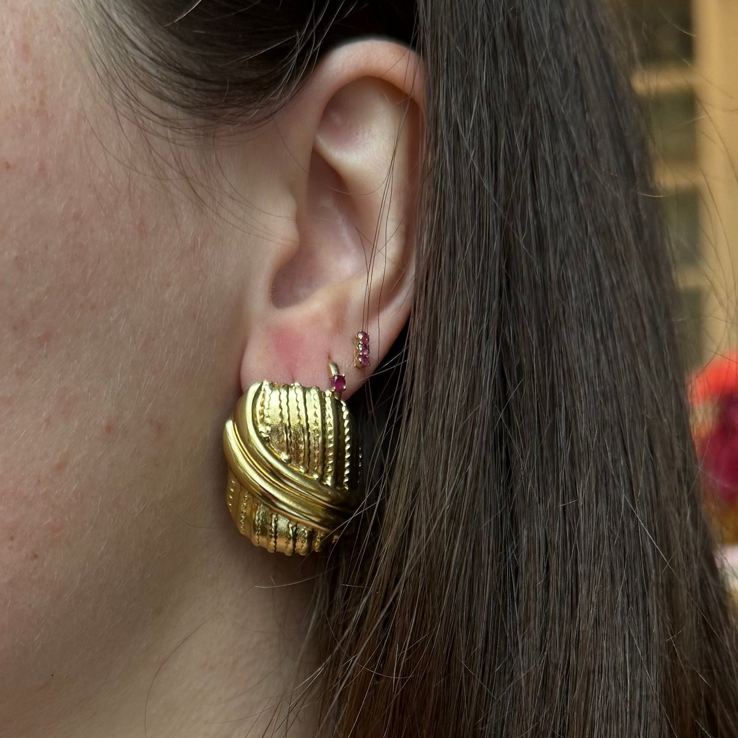 Gold Chunky Post Earrings