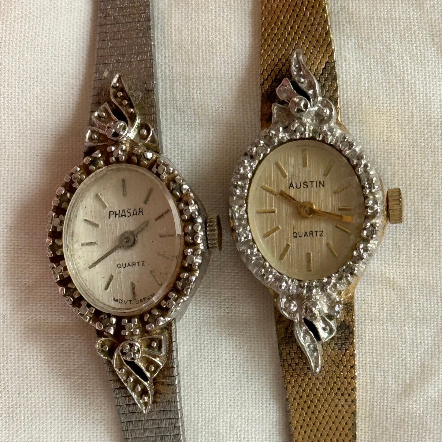 Vintage Gold Watch with Rhinestone Frame