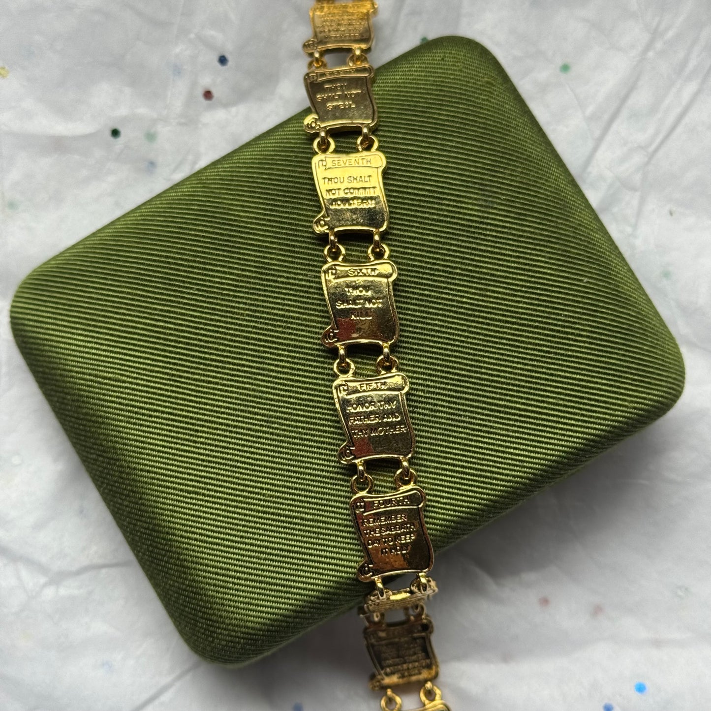 Vintage Gold Ten Commandments Bracelet