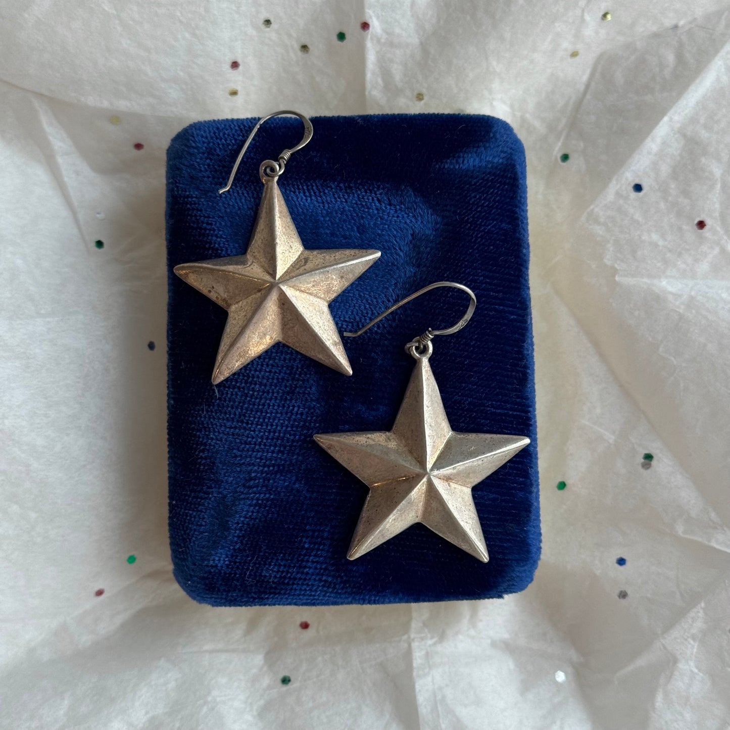 Vintage 925 Sterling Silver Star Earrings - Sourced in Paris