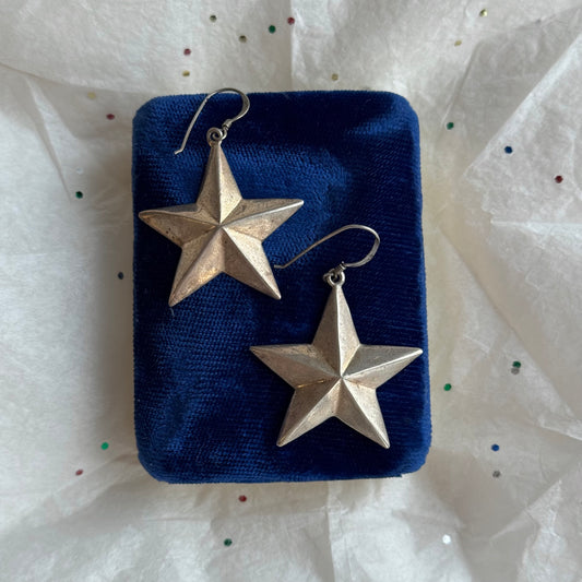 Vintage 925 Sterling Silver Star Earrings - Sourced in Paris