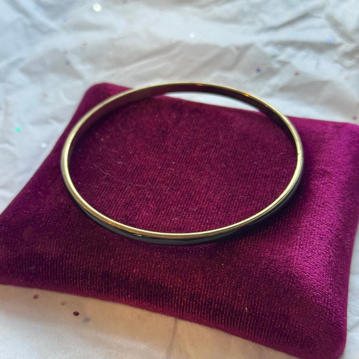 Vintage Gold & Black Enamel Bangle Bracelet