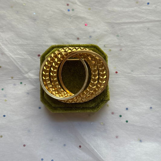 Vintage Textured Gold Brooch