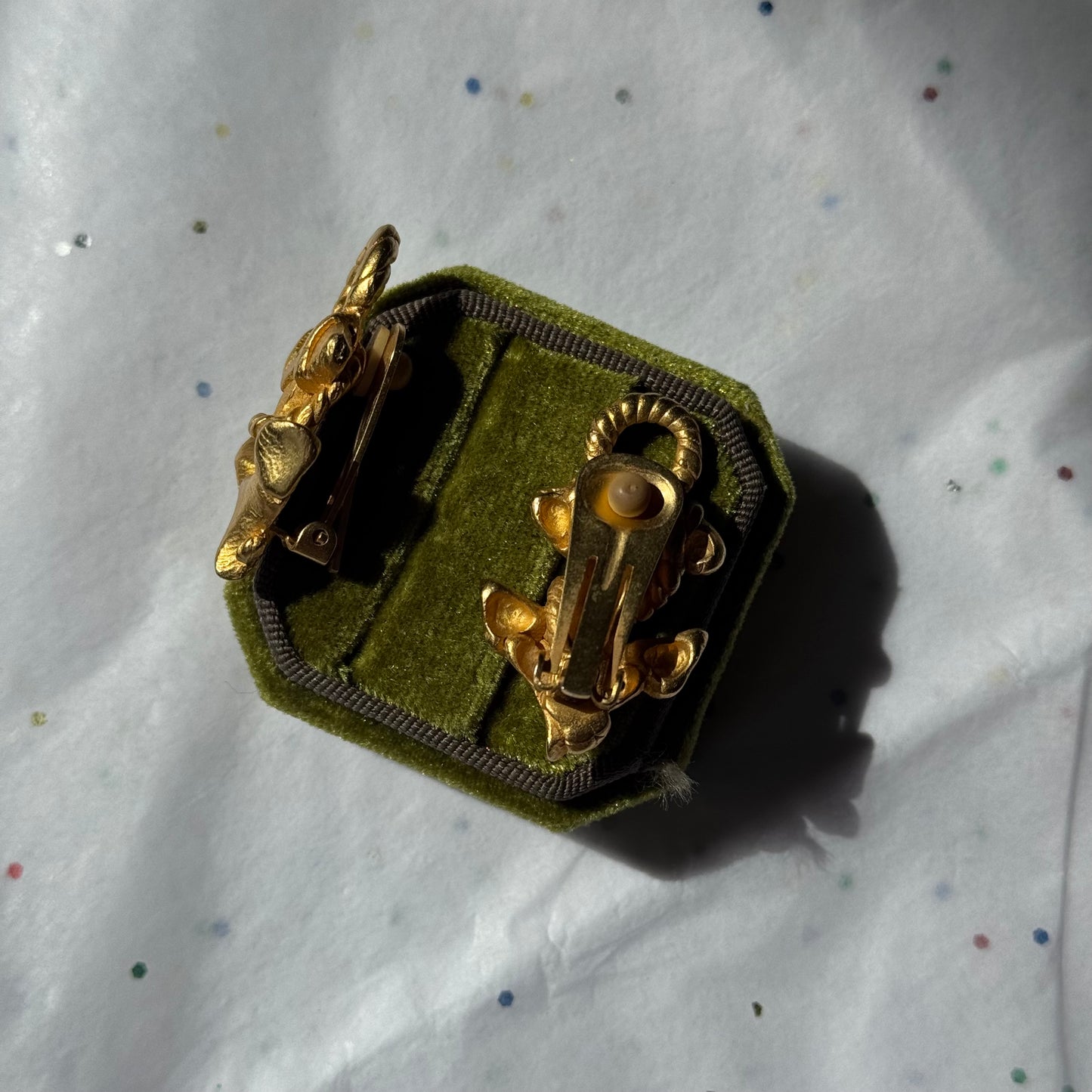 Vintage Nautical Gold Anchor Clip Earrings