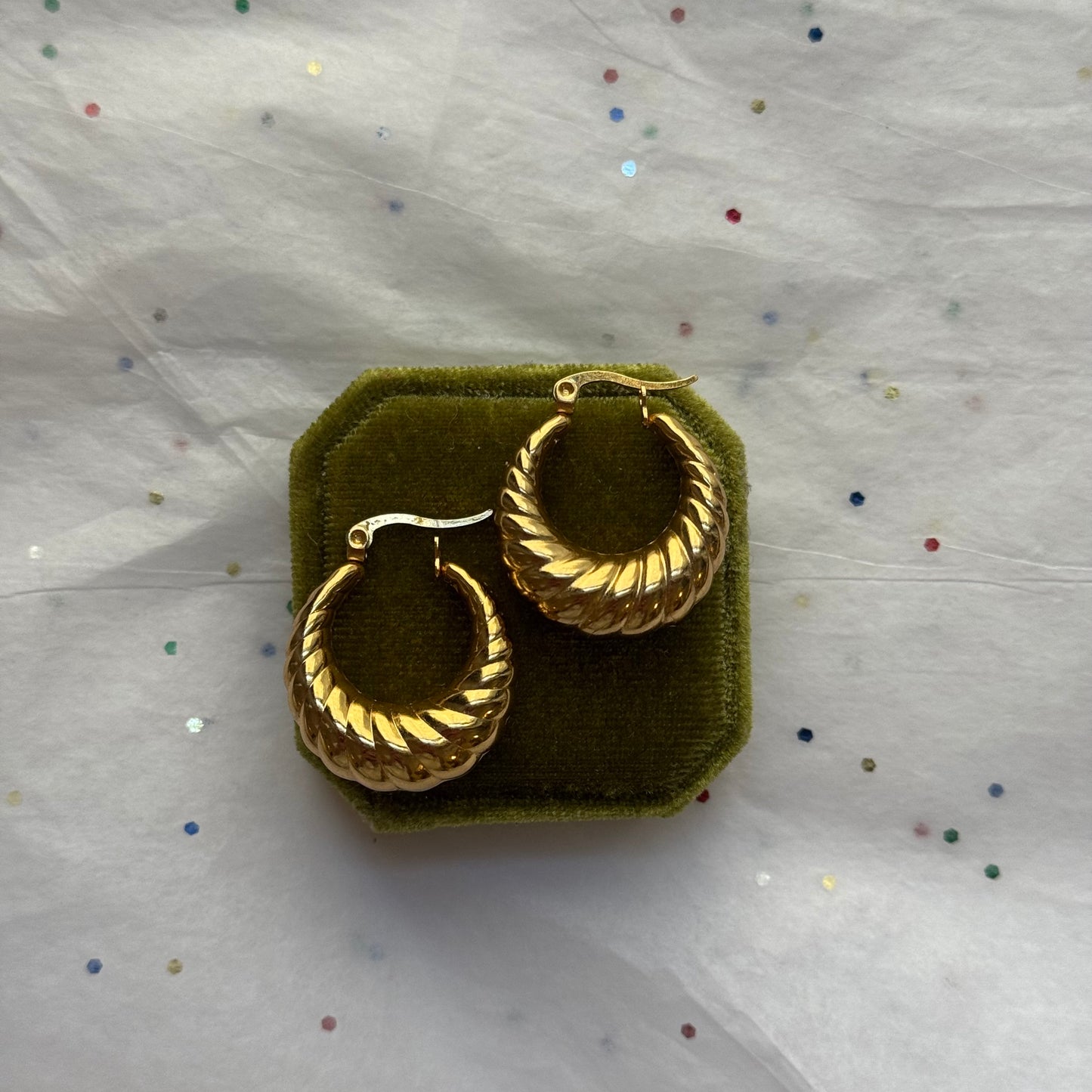 Gold Croissant Hoop Post Earrings