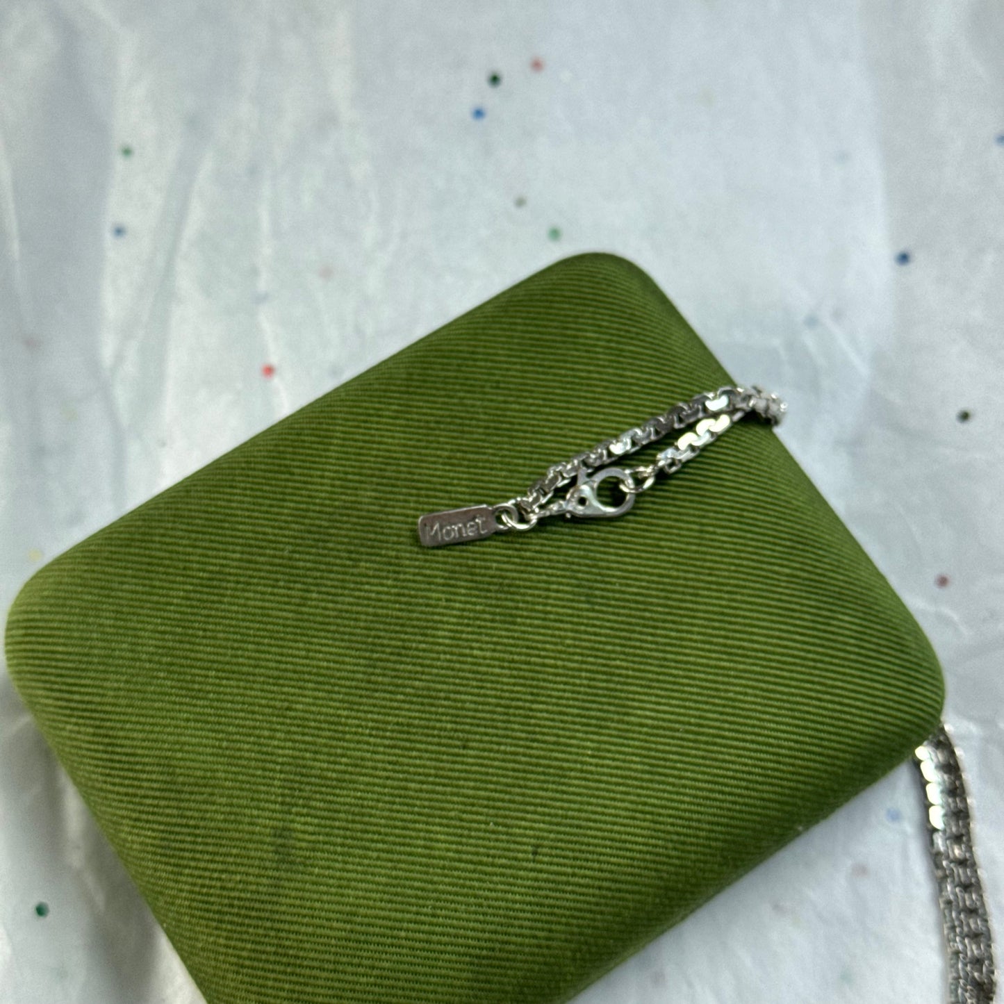 Vintage Monet Long Silver Necklace