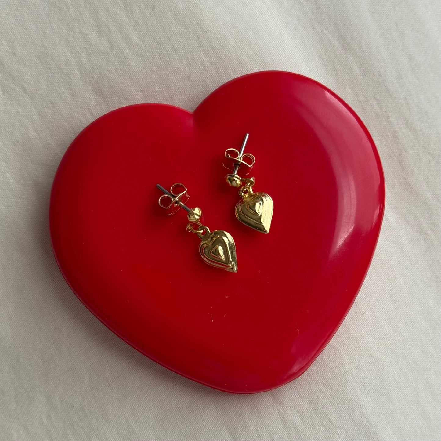 Vintage Gold Heart Drop Earrings