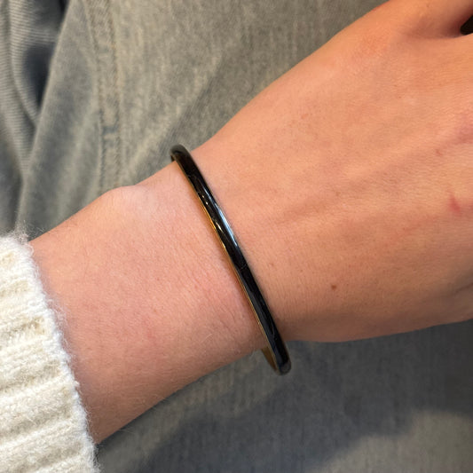 Vintage Gold & Black Enamel Bangle Bracelet