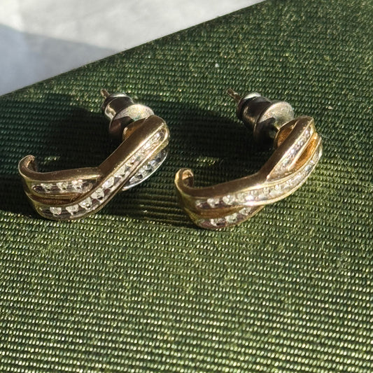 Vintage Gold Rhinestone X Earrings