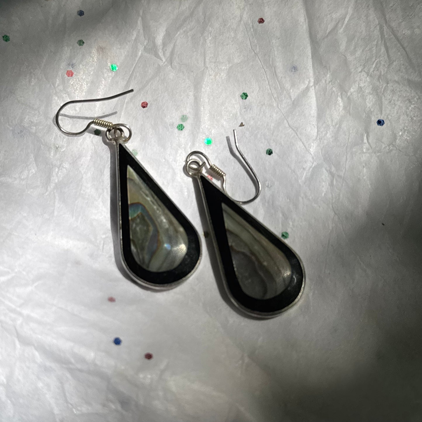 Vintage Abalone Shell Sterling Silver Earrings