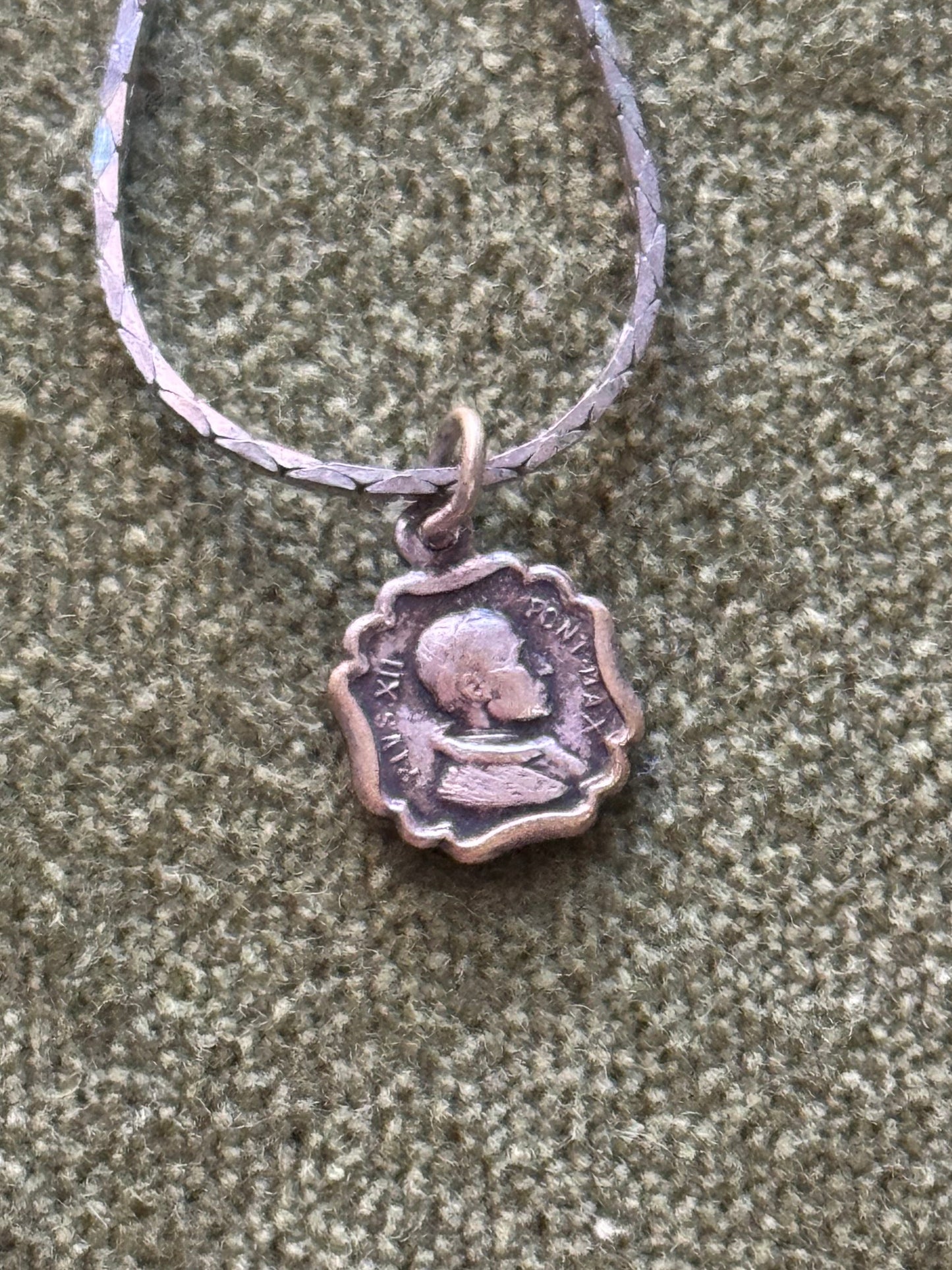 Vintage Silver Catholic Pendant Necklace - Sourced in Paris