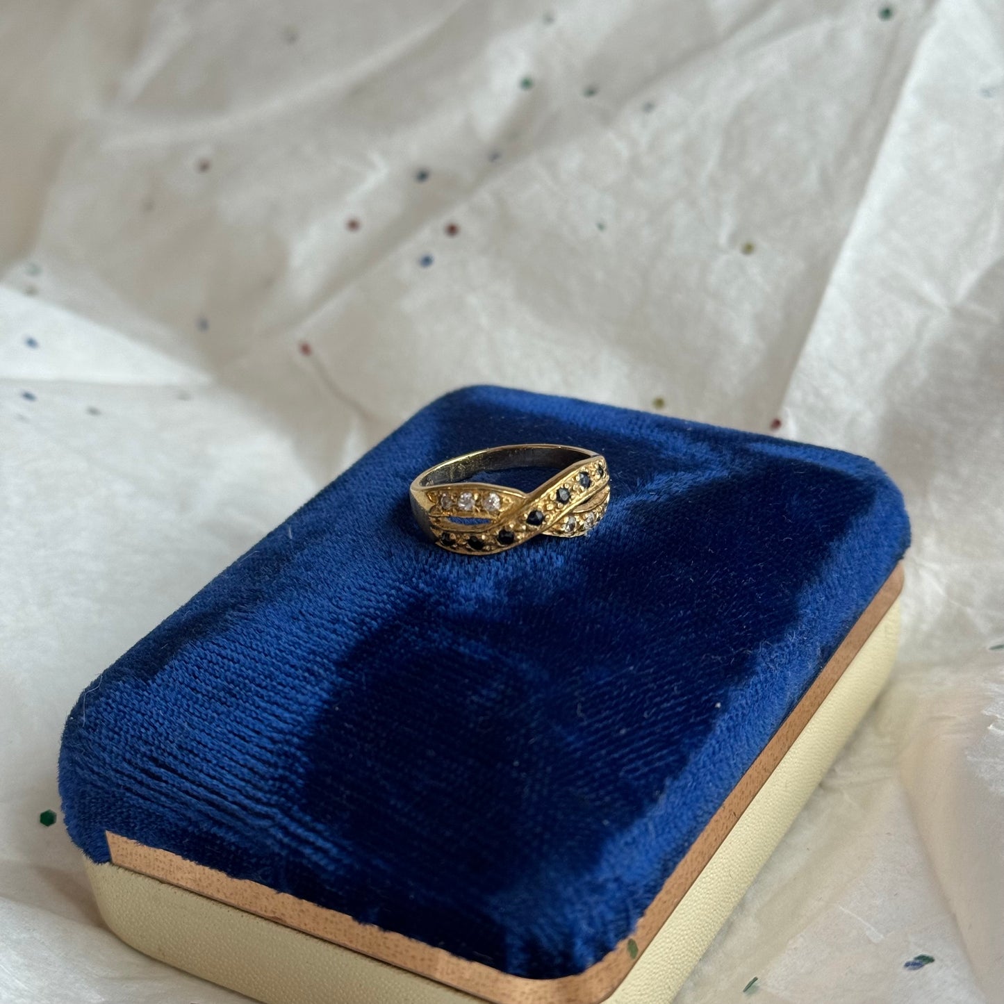 Vintage Gold Ring with Rhinestones - Sourced in Paris