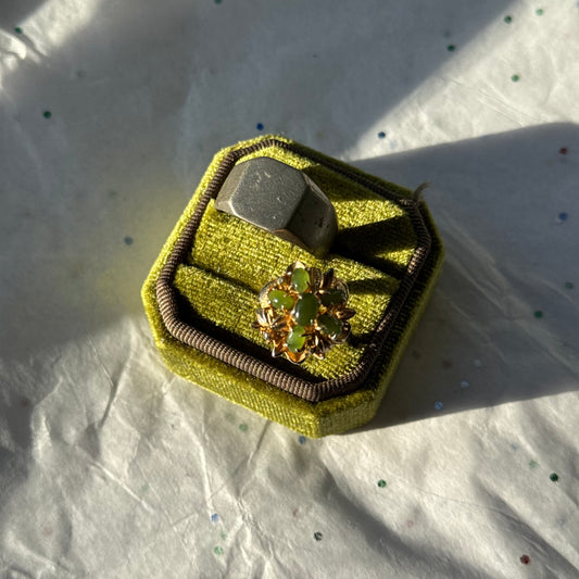 Vintage Green Rhinestone Gold Ring