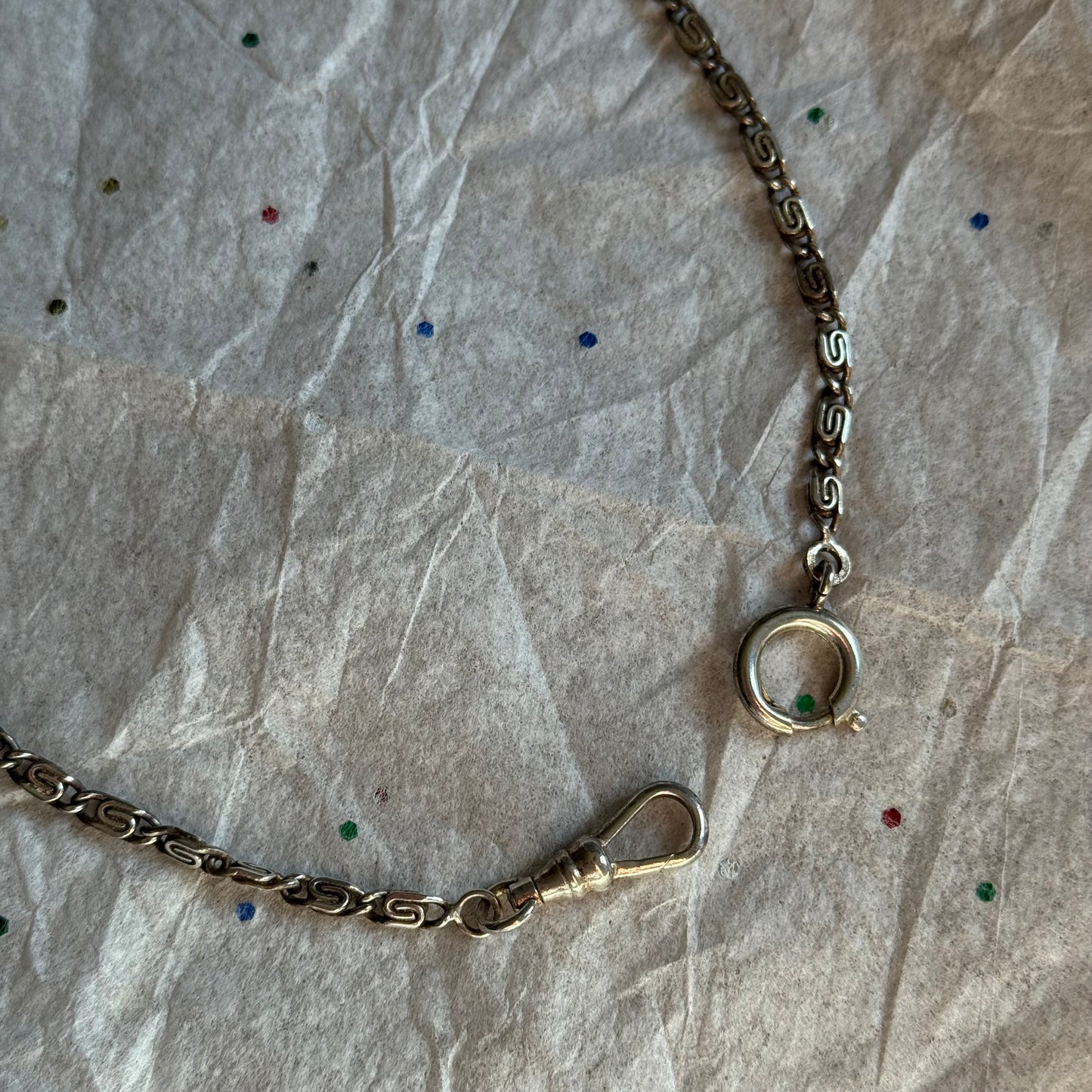 Vintage Silver Scroll Link Watch Chain - Sourced in Paris