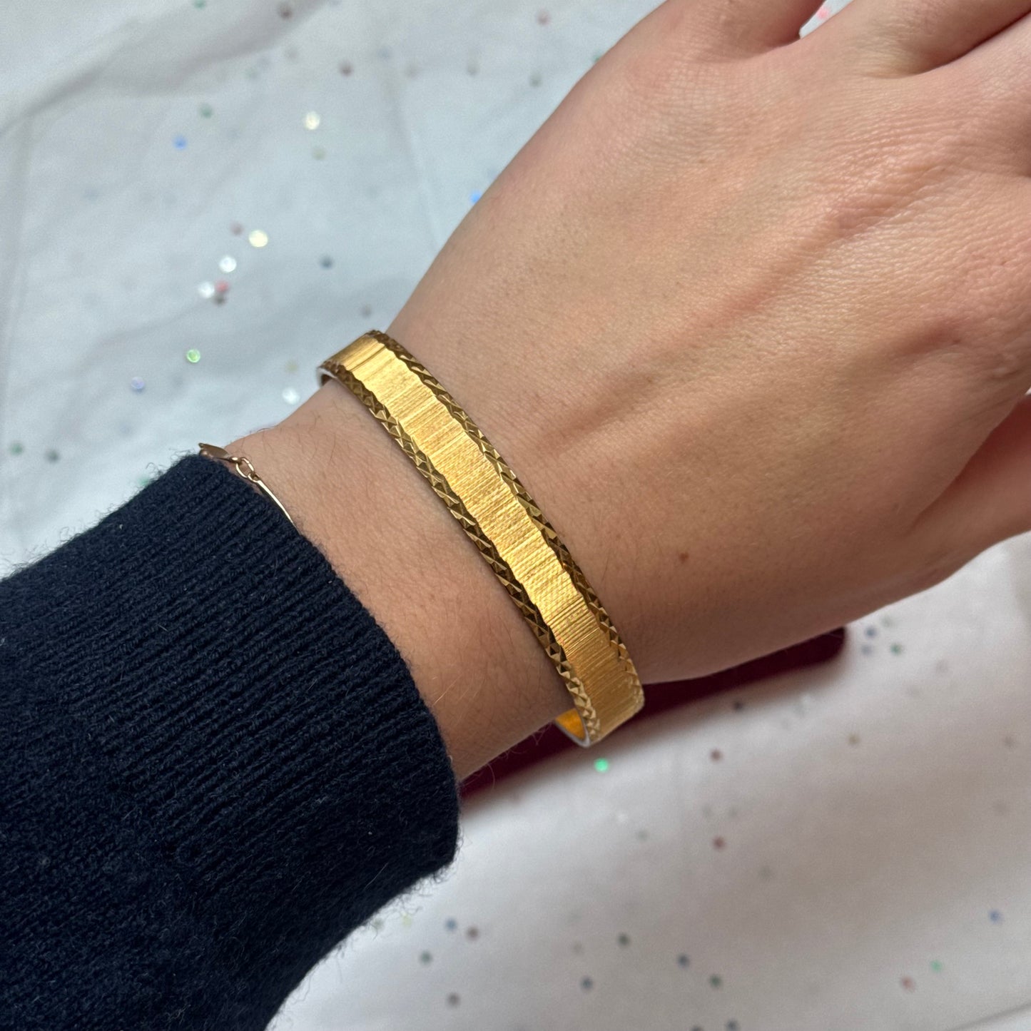 Vintage Faceted Gold Bangle Bracelet