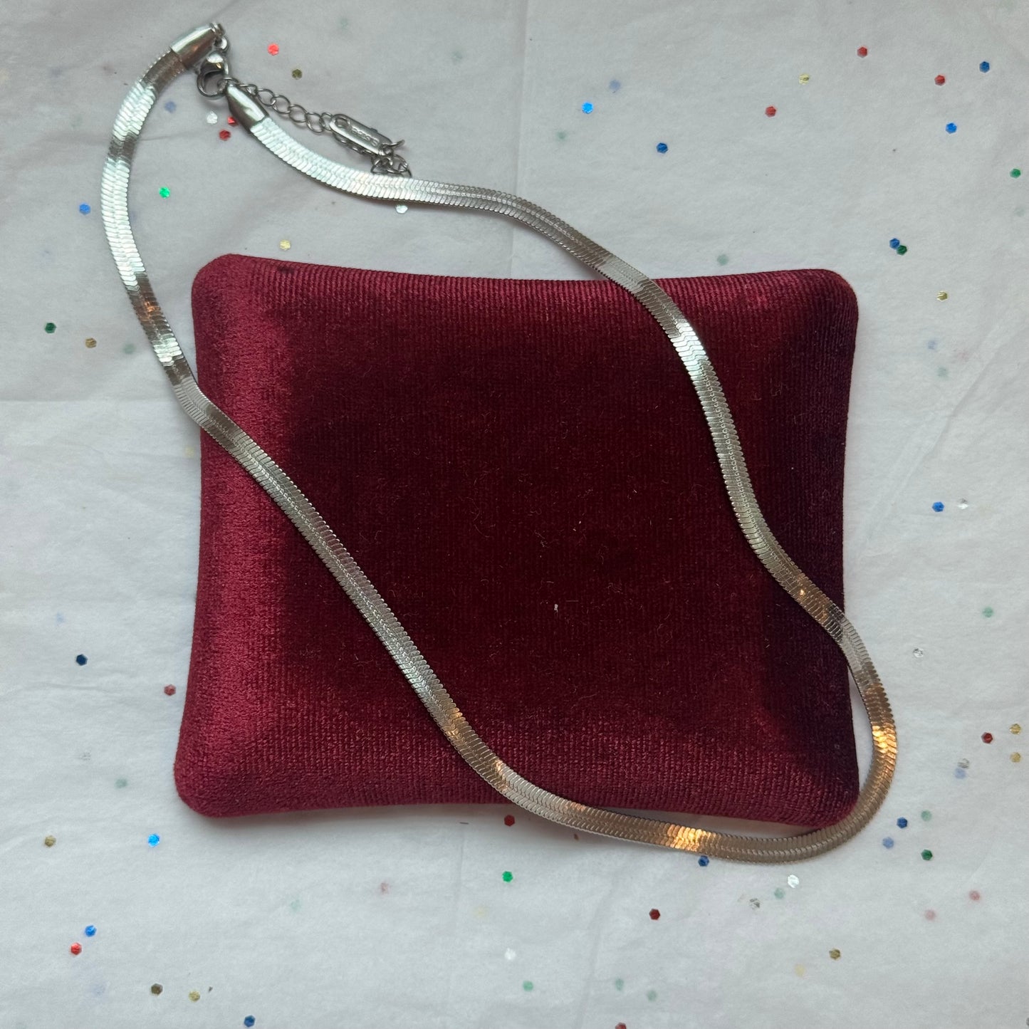 Silver Herringbone Chain Necklace