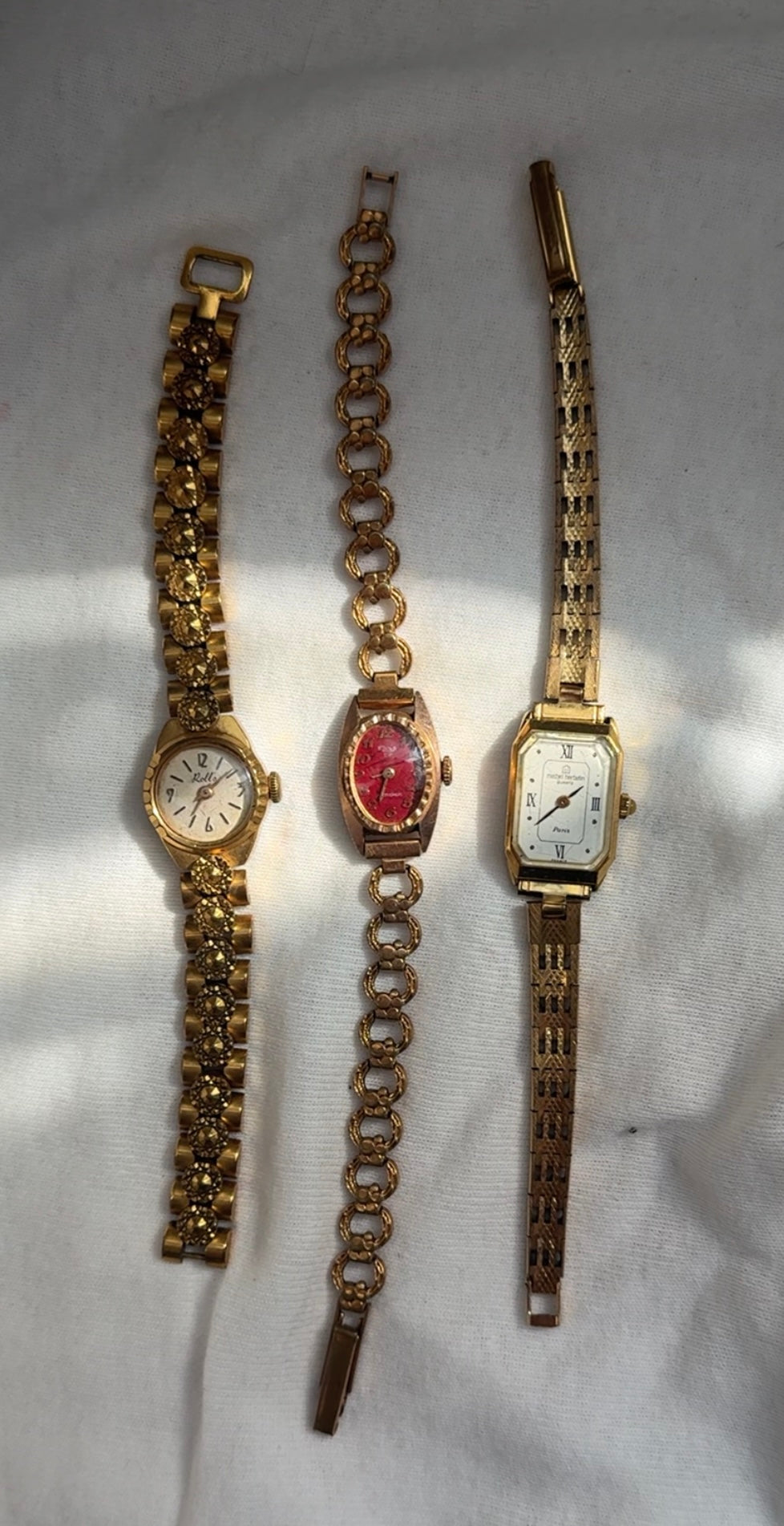 Vintage Gold Watch with Red Face - Sourced from Paris