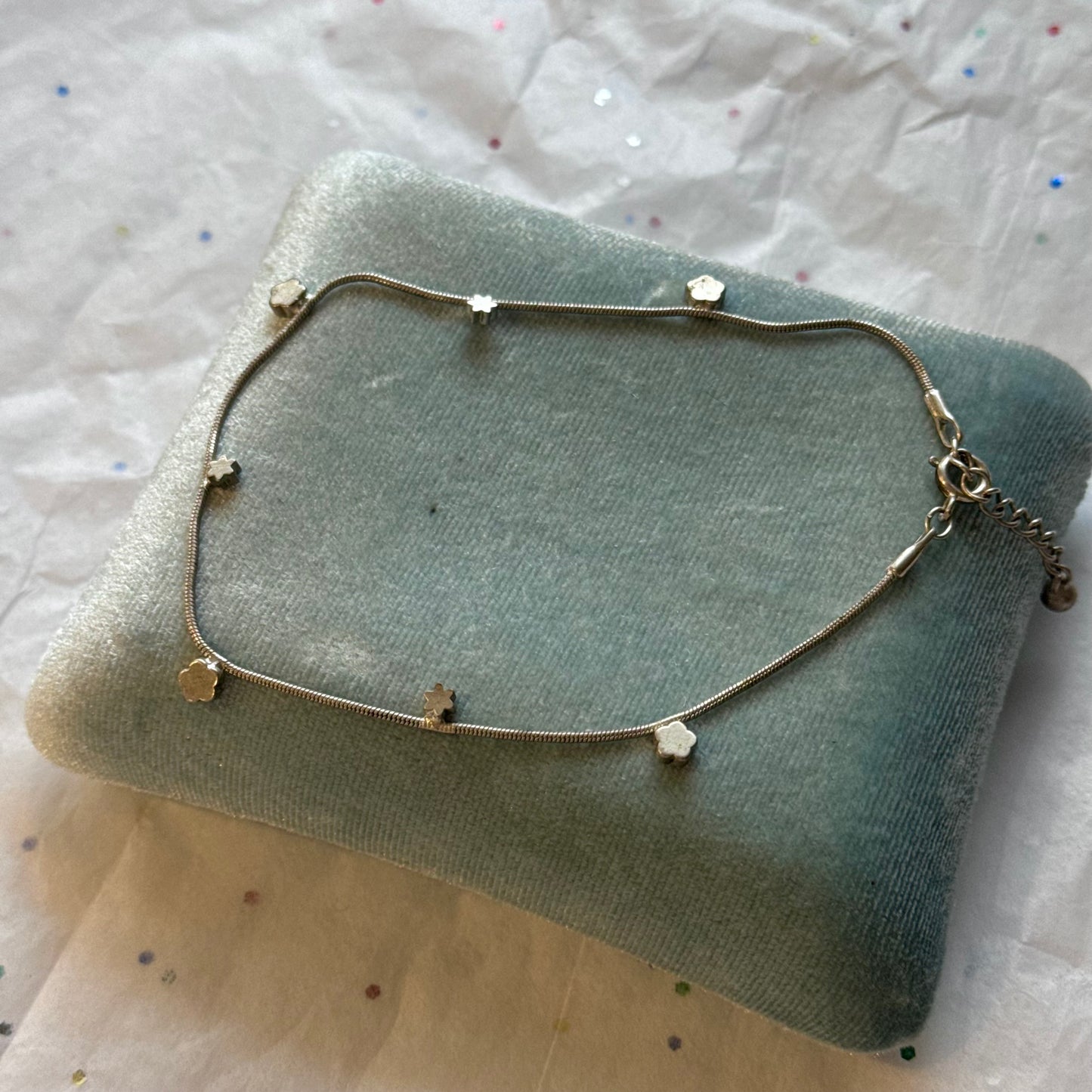 Vintage Silver Flower Anklet Ankle Bracelet