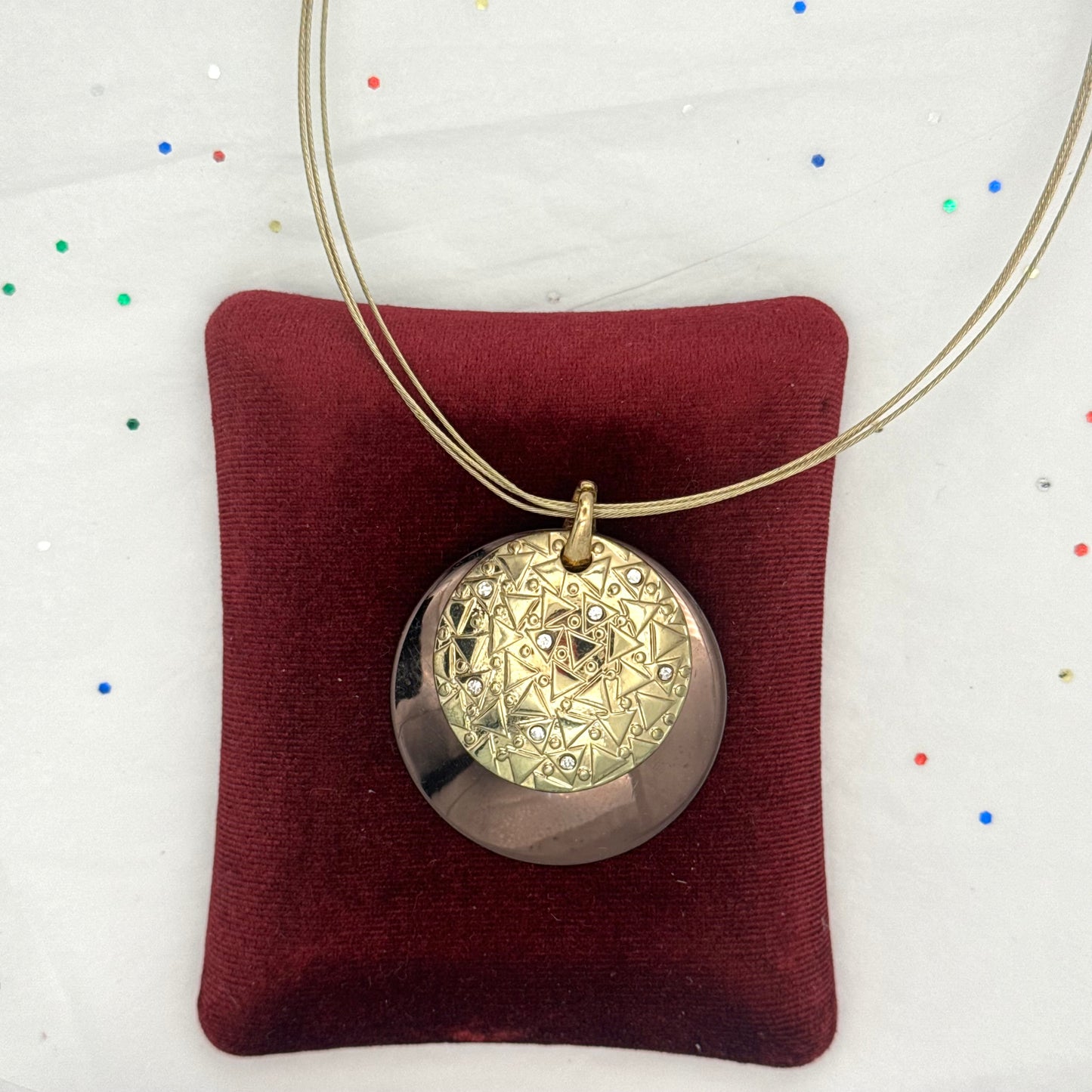 Vintage Gold Rhinestone Circle Necklace