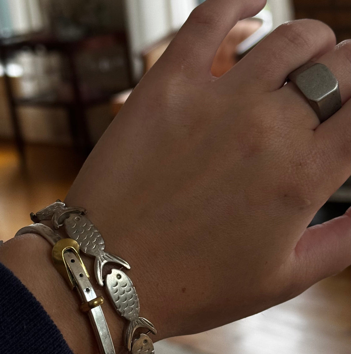 Vintage Silver Signet Pewter Ring