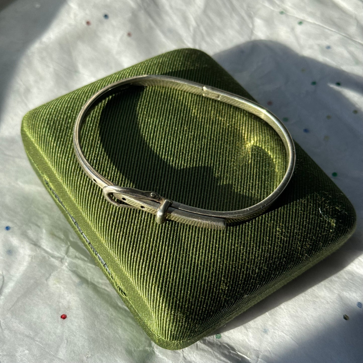Vintage 925 Sterling Silver Belt Buckle Bangle Bracelet