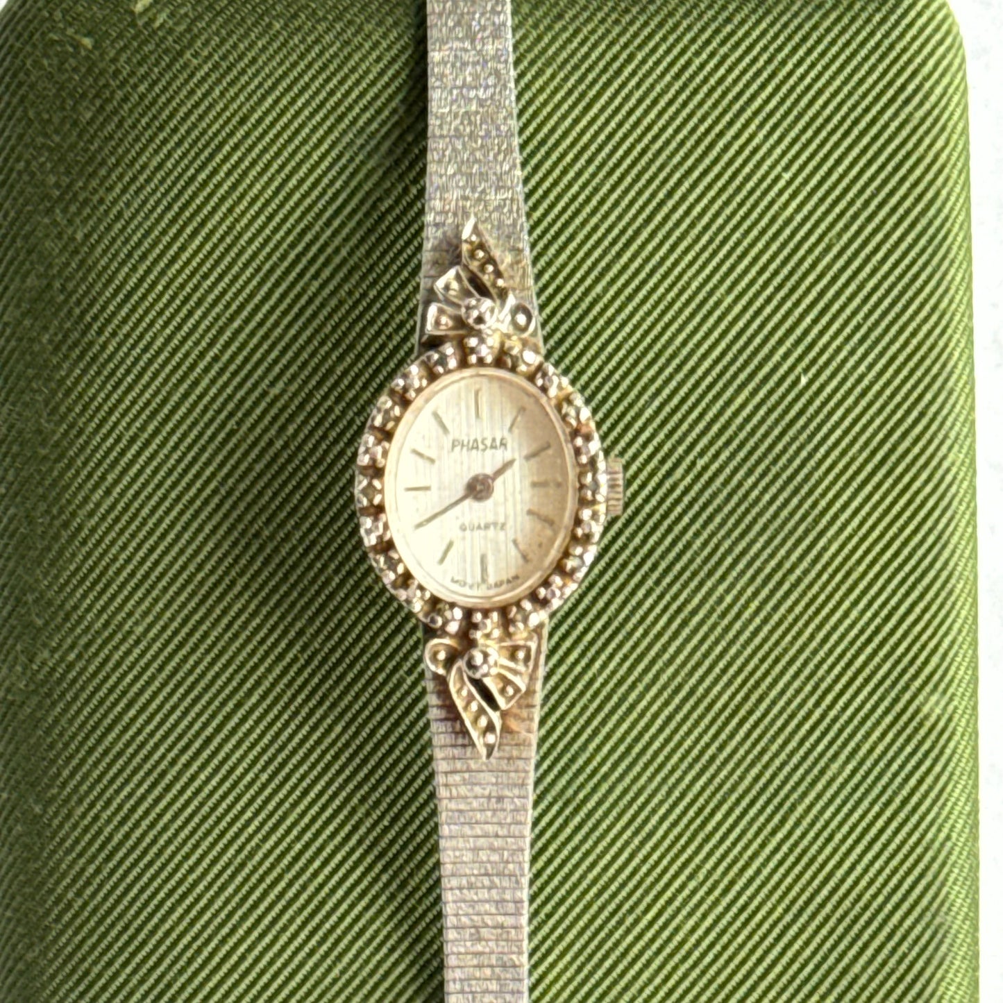 Vintage Silver Watch with Rhinestone Frame