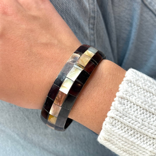 Thin Shell Inlay Bangle Bracelet - Sourced in Greece