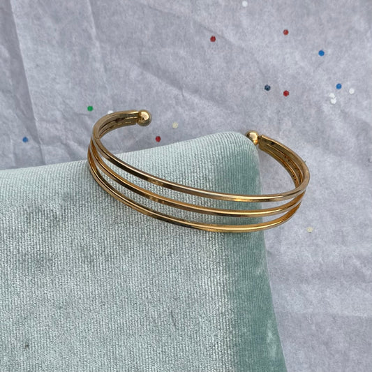 Vintage Layered Gold Tone Cuff Bracelet