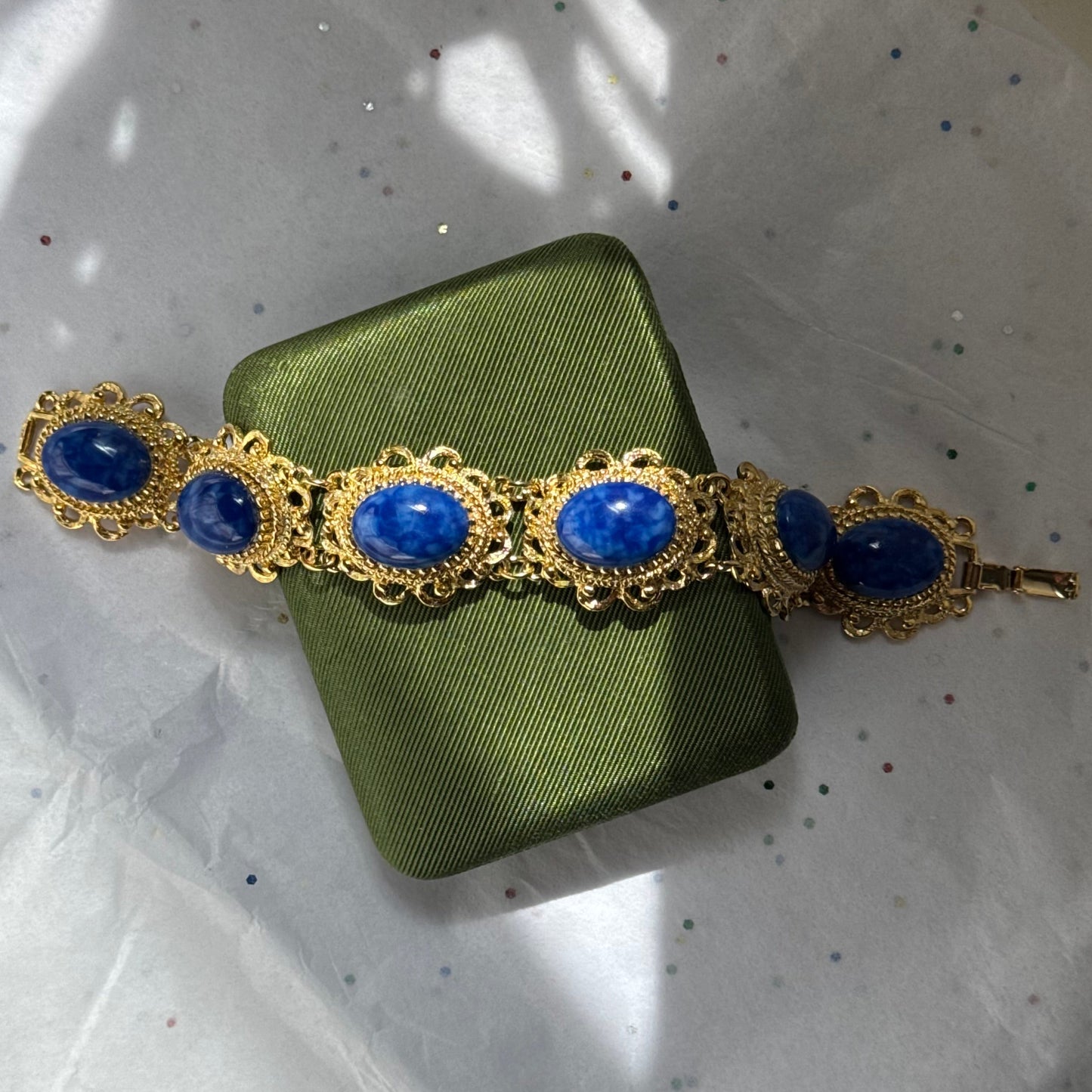 Vintage Blue Stone Gold Bracelet