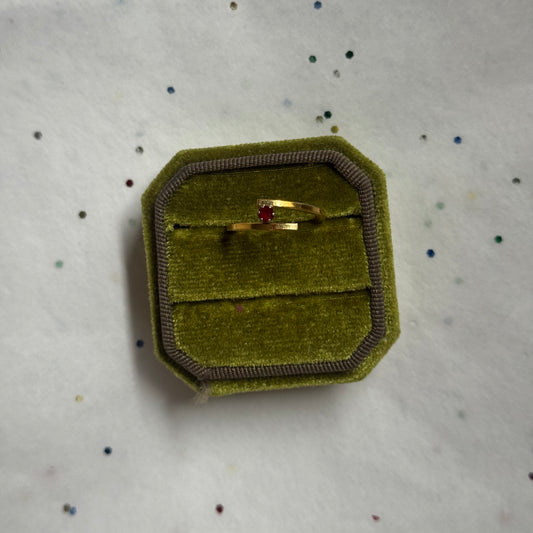 Vintage Red Rhinestone Gold Tone Avon Ring