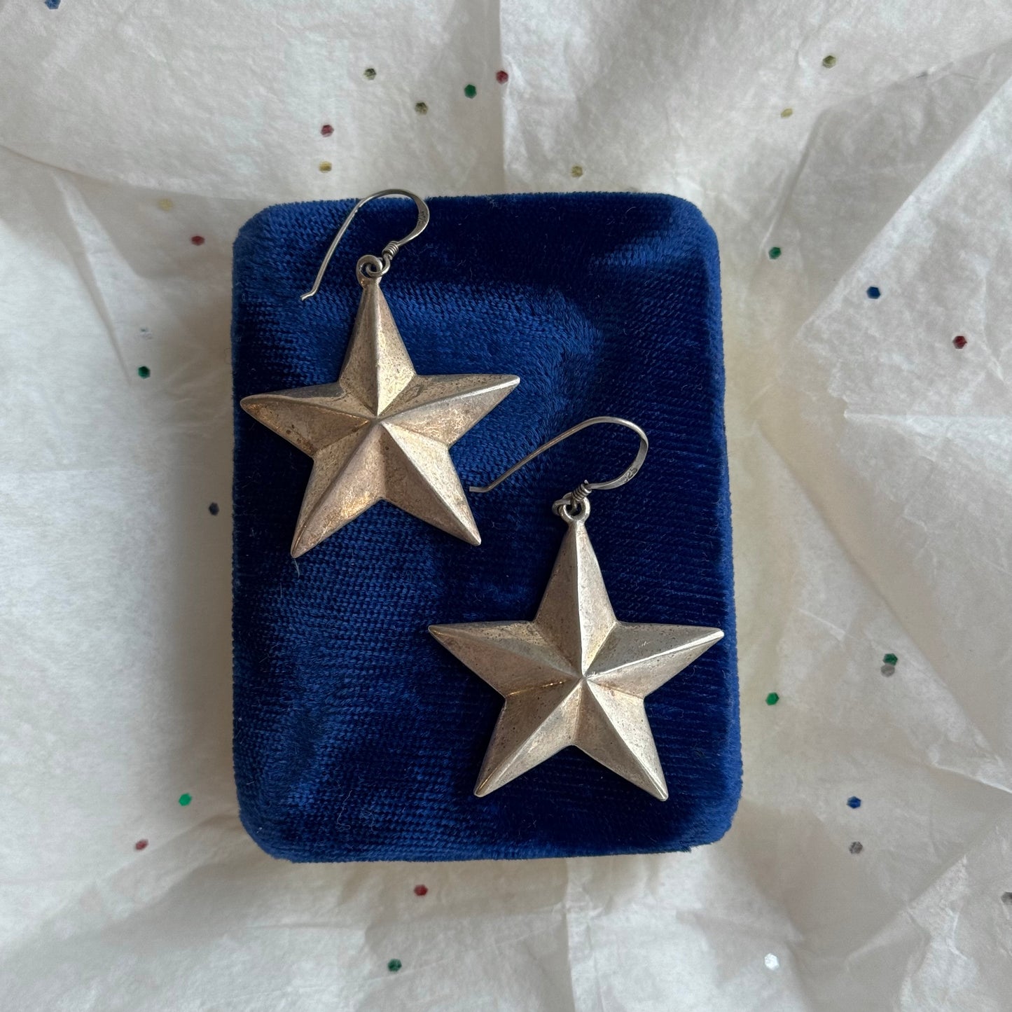 Vintage 925 Sterling Silver Star Earrings - Sourced in Paris