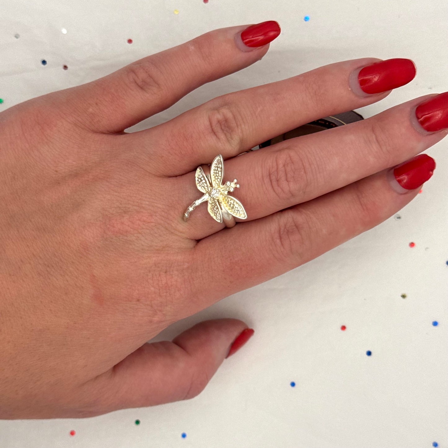 Vintage Sterling Silver Dragonfly Ring