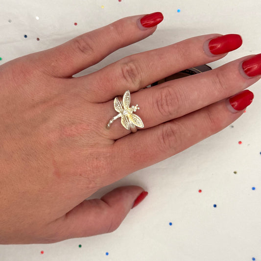 Vintage Sterling Silver Dragonfly Ring