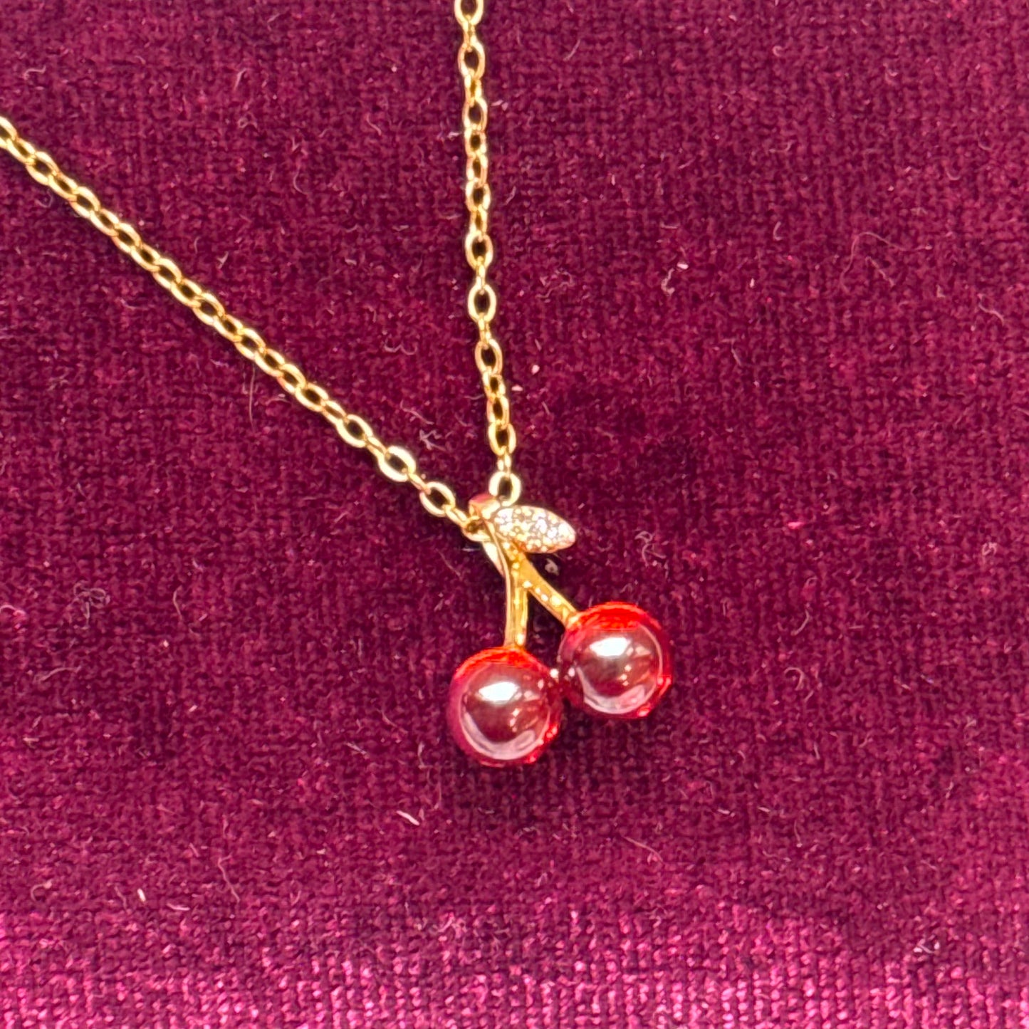 Gold Cherry Pendant Necklace