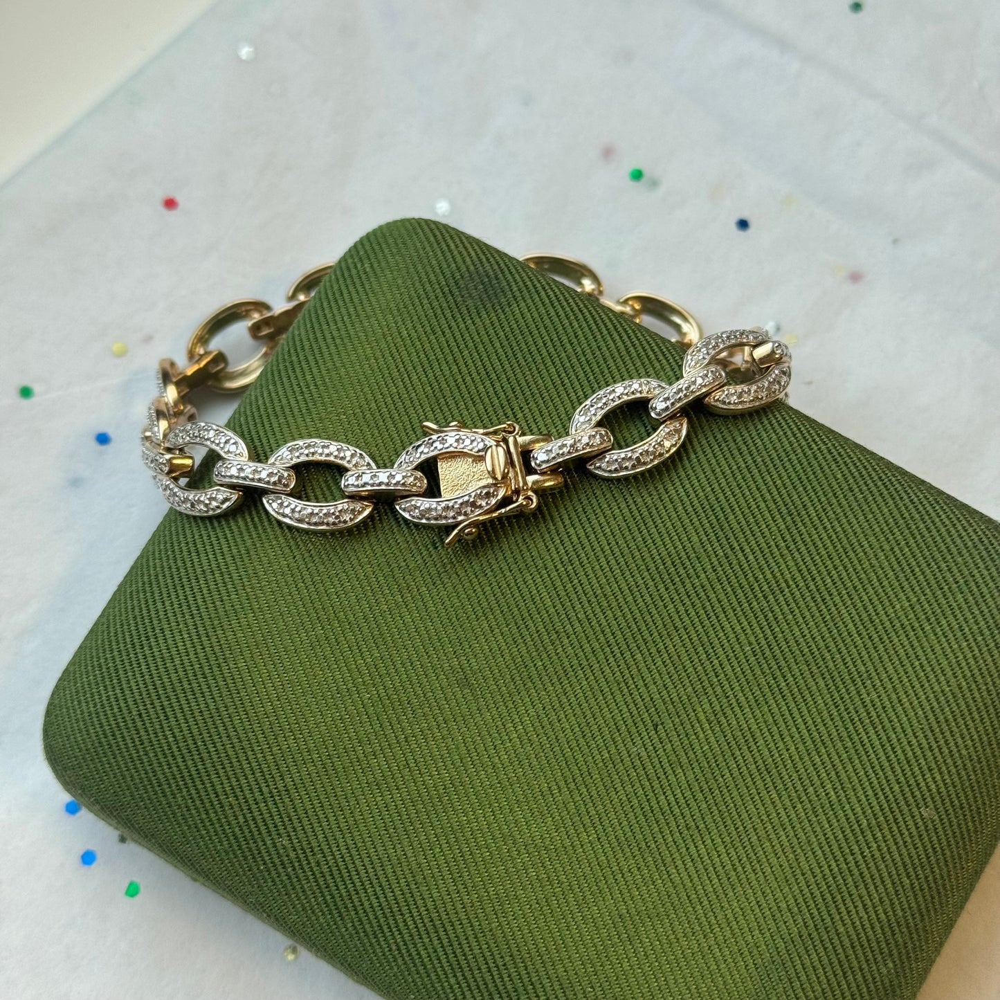 Vintage Sterling Silver Link Faux Tennis Bracelet
