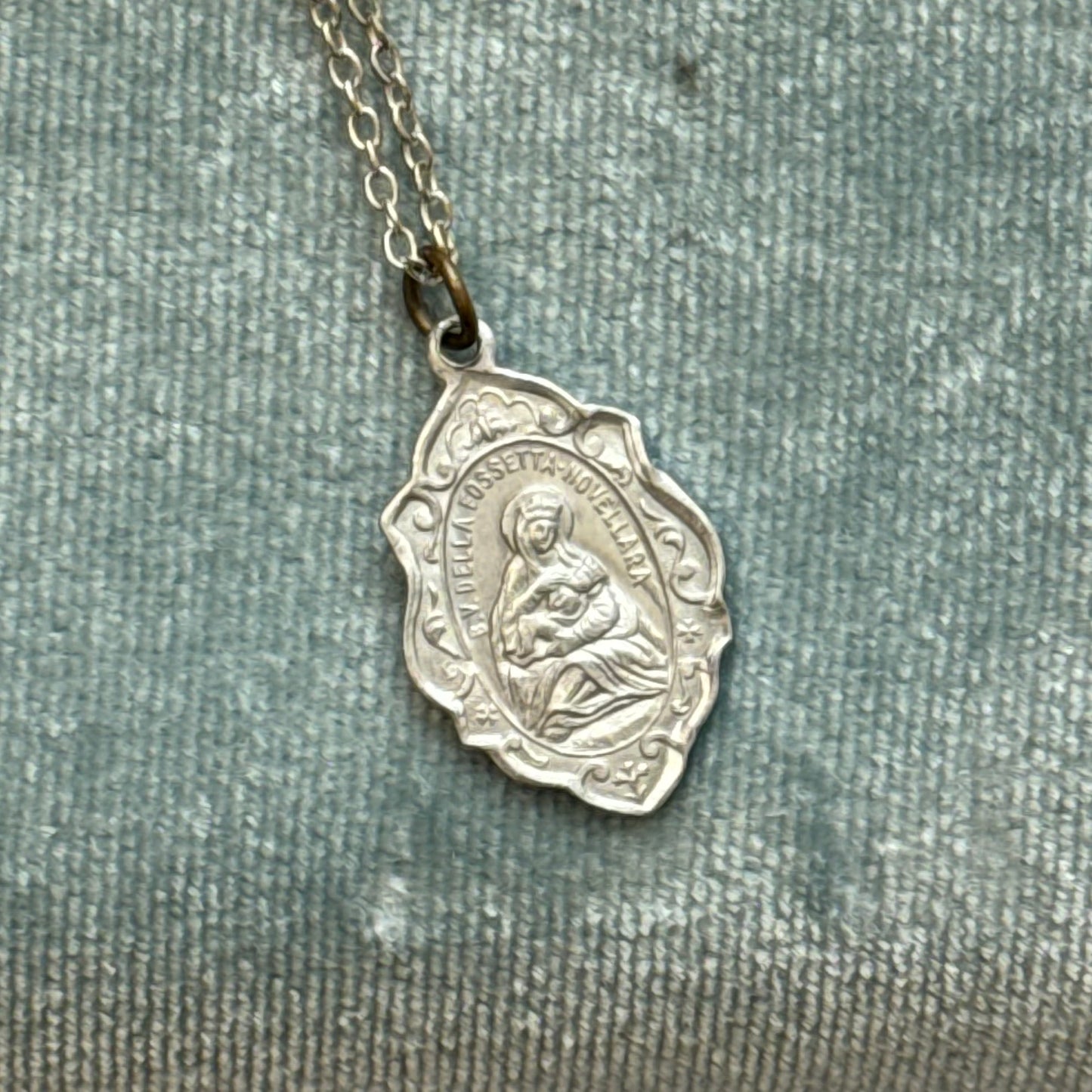 Vintage Silver Catholic Pendant Necklace - Sourced in Italy