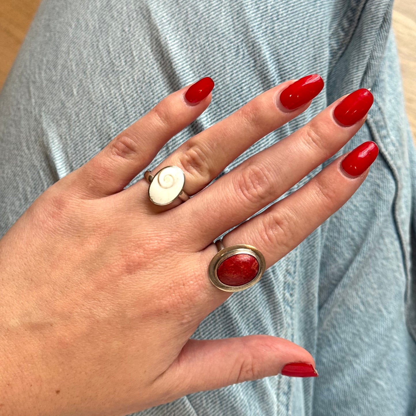 Sterling Silver Coral Ring - Sourced in Greece