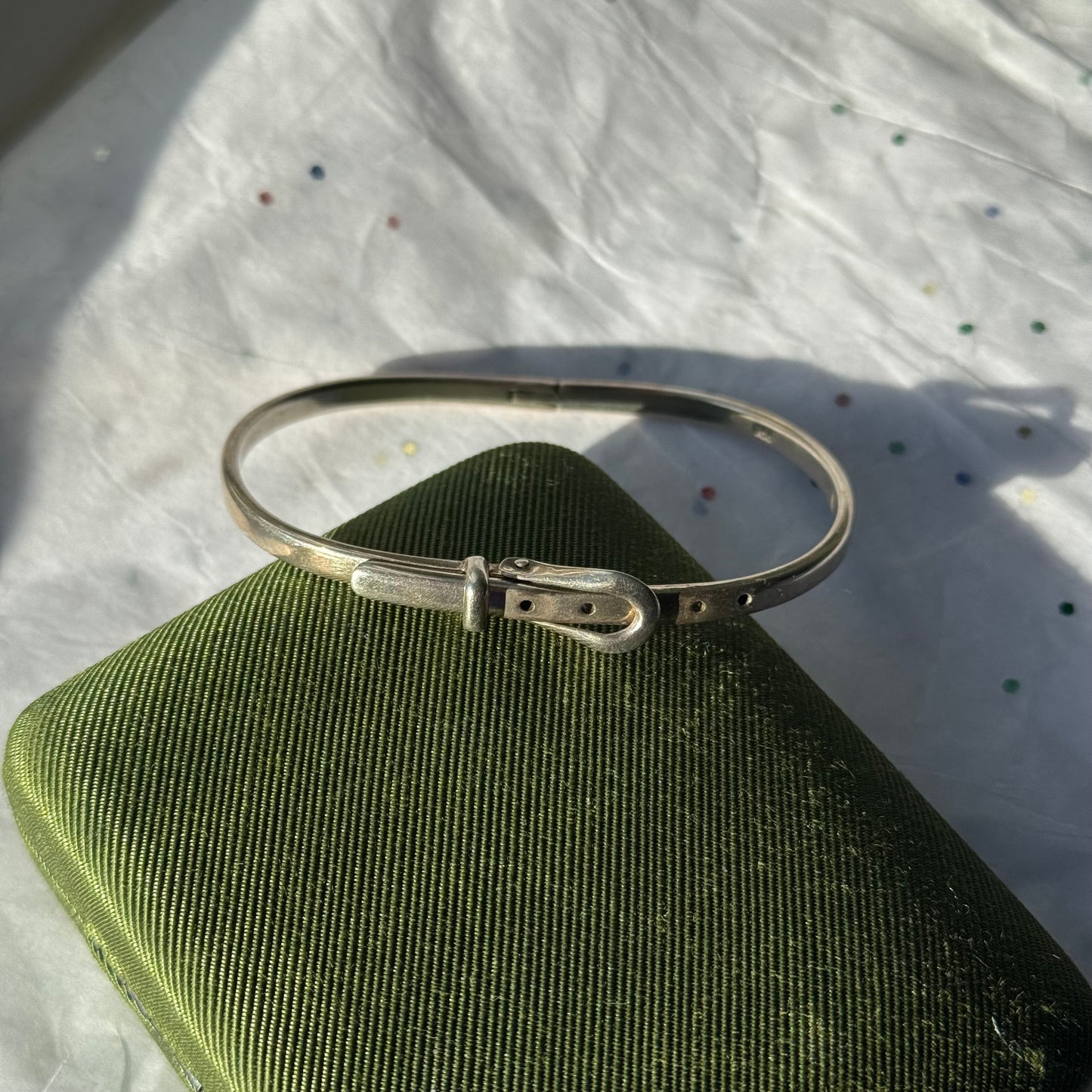 Vintage 925 Sterling Silver Belt Buckle Bangle Bracelet