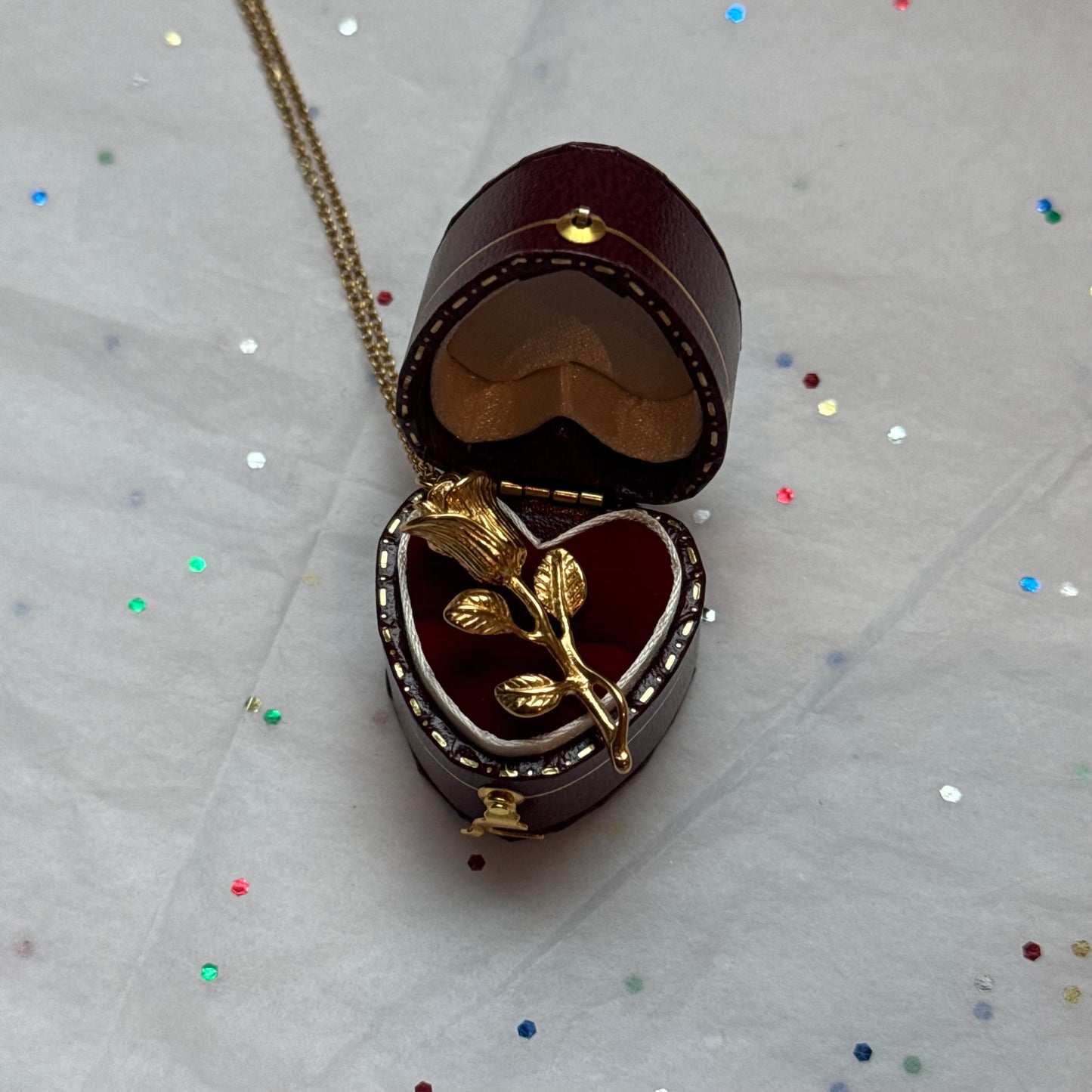 Gold Rose Pendant Necklace