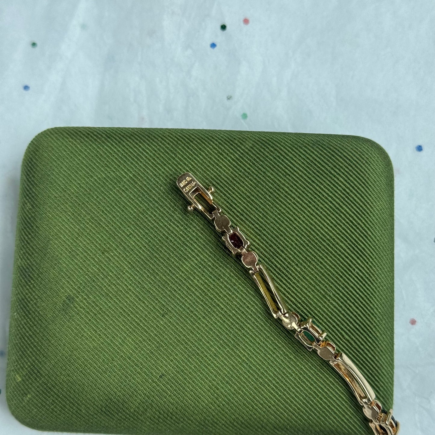 Vintage Sterling Silver Gold Vermeil Colorful Tennis Bracelet