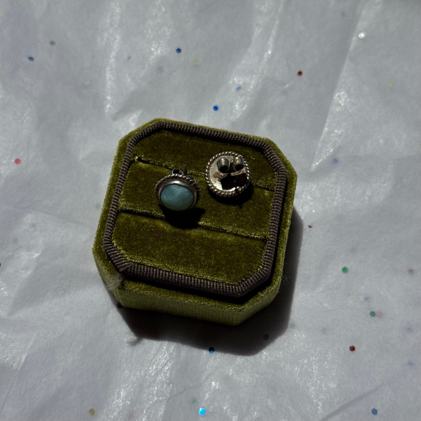 Vintage Teal Stone Sterling Silver Earrings