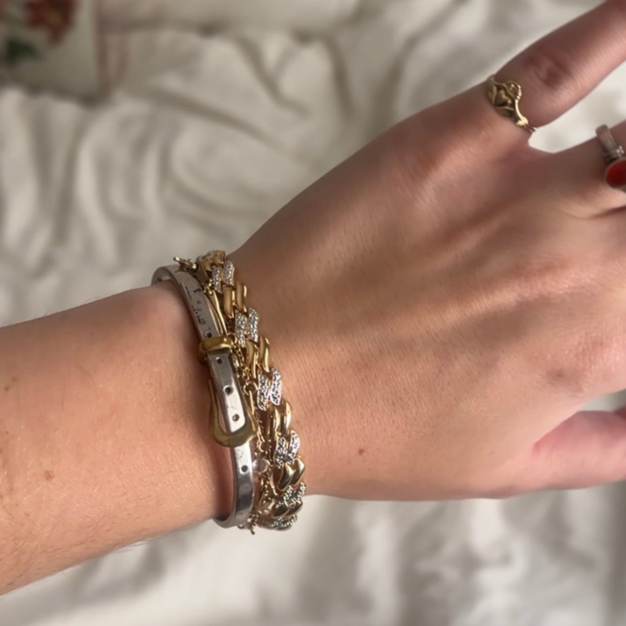 Vintage Sterling Silver Gold Vermeil Tennis Bracelet