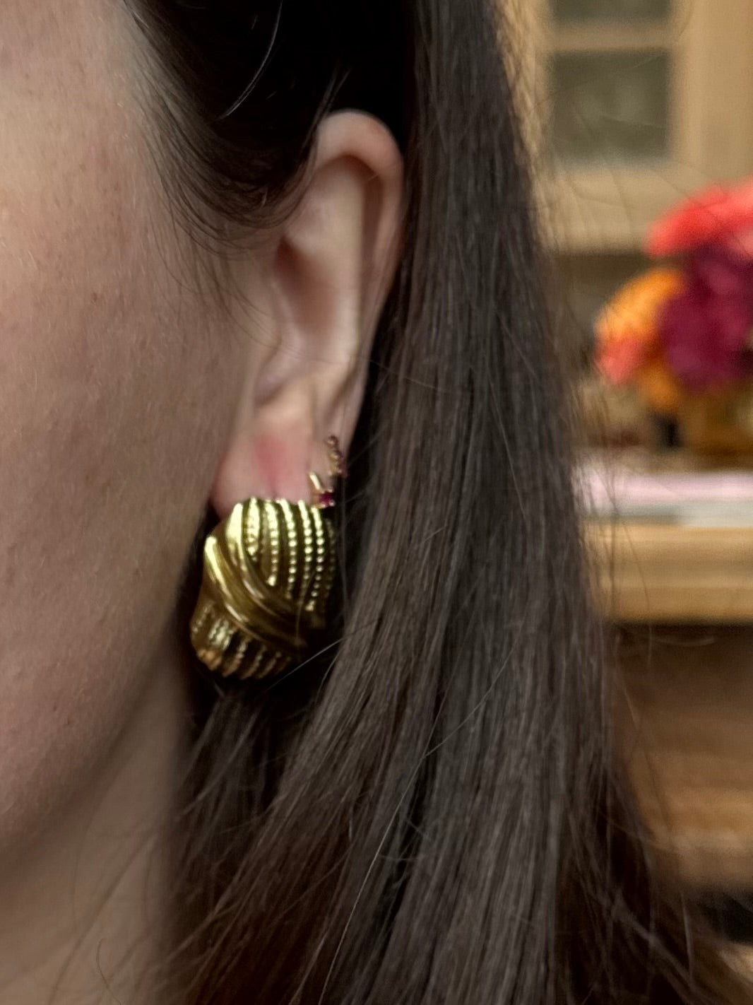 Gold Chunky Post Earrings