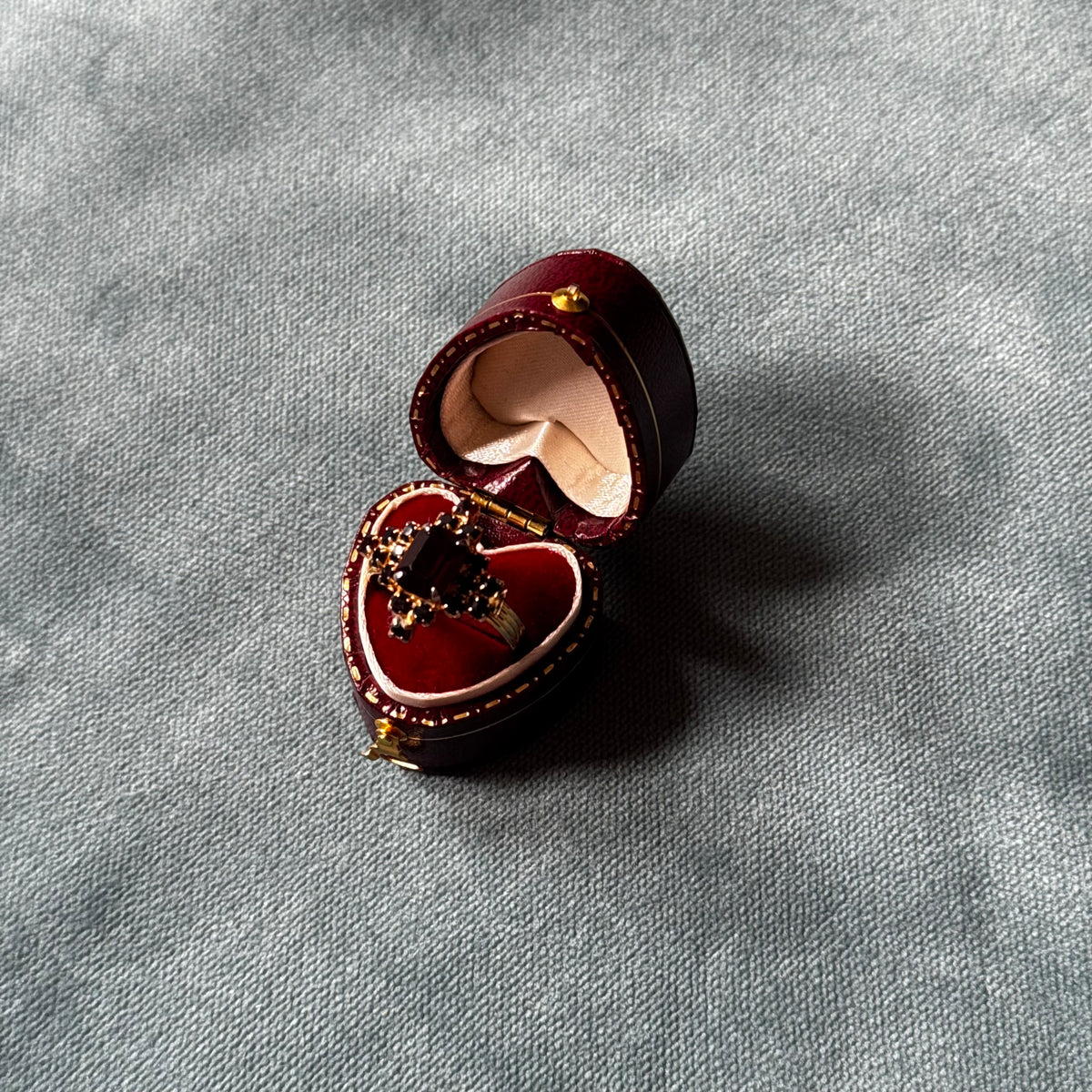 Vintage Red Rhinestone Gold Tone Ring