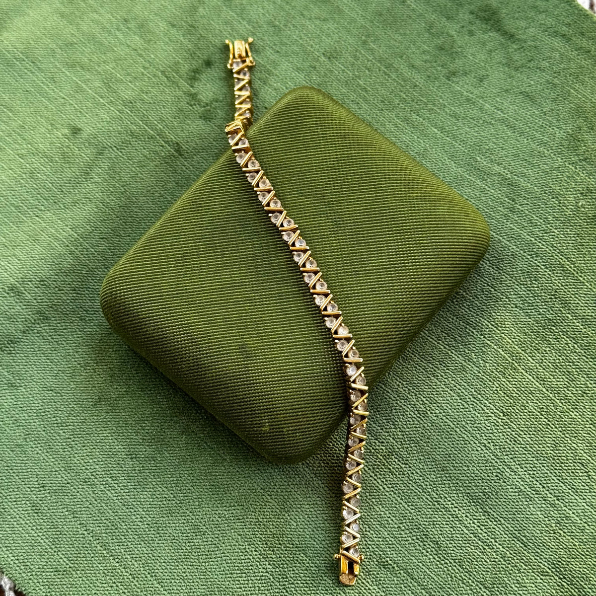 Vintage Zigzag Rhinestone Tennis Bracelet
