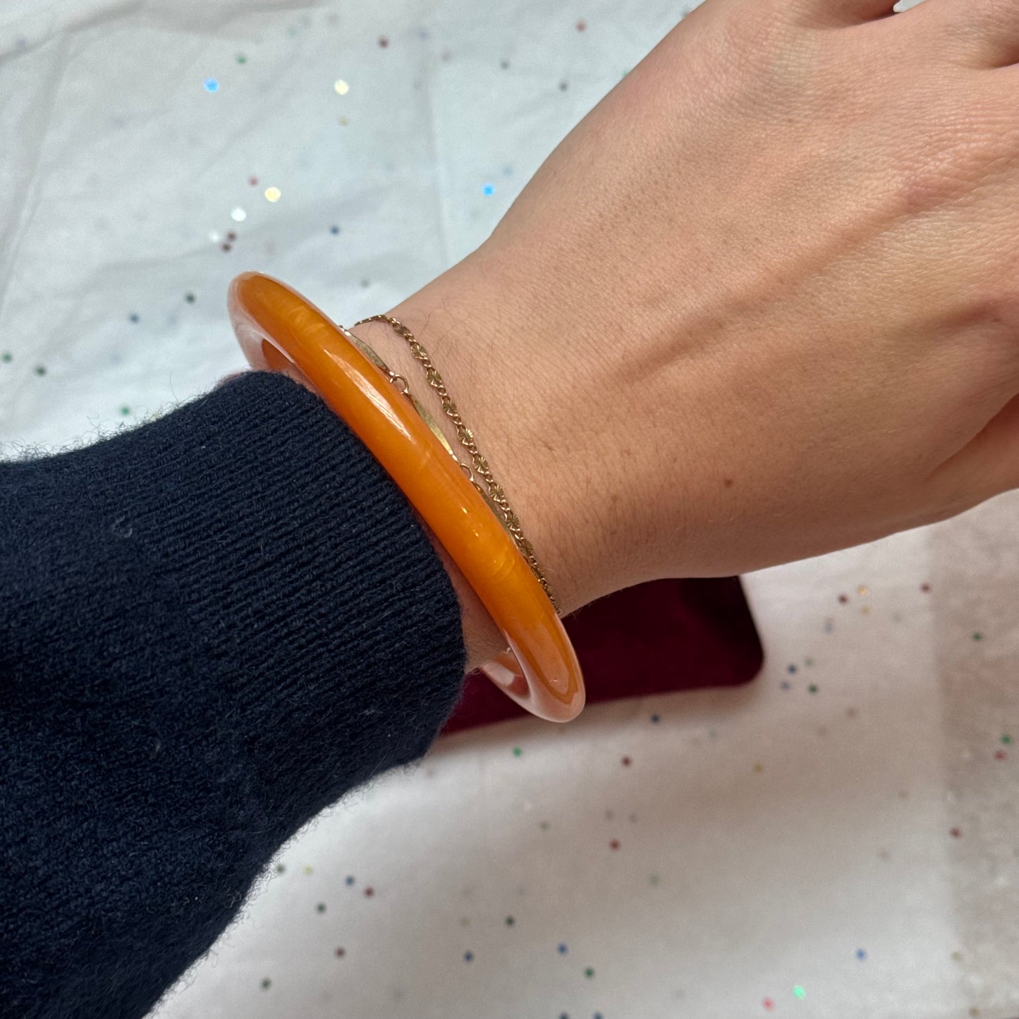 Vintage Bakelite Orange Bangle Bracelet